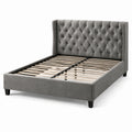Lit double en tissu gris avec tête de lit capitonnée 160x200 cm