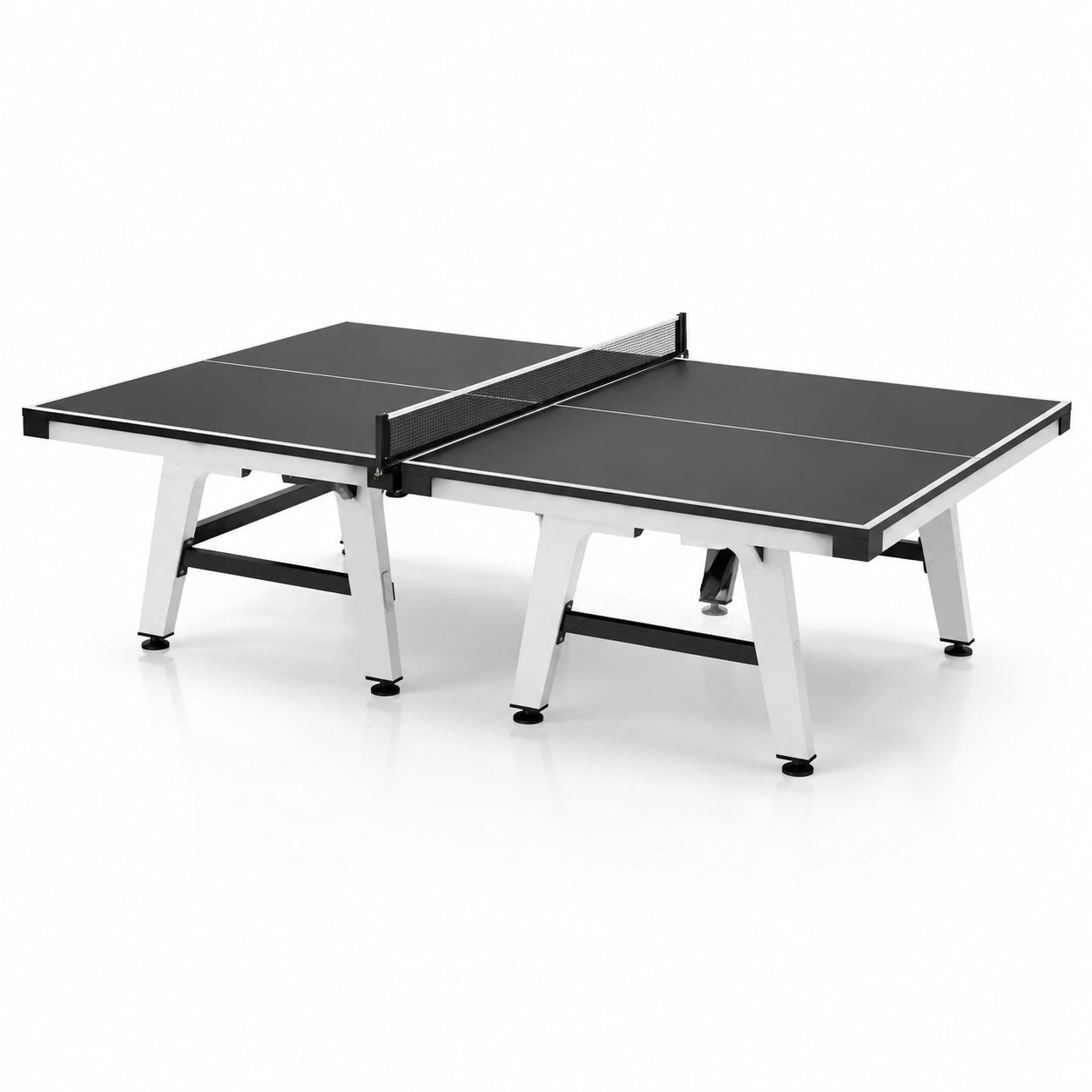 Table de ping-pong en MDF et acier pliable noir et blanc