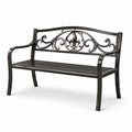 Banc en métal noir avec dossier décoratif