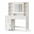 Coiffeuse en Bois avec Miroir LED et Rangements Blanc