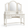 Coiffeuse en Bois avec Miroirs Triptyques et 7 Tiroirs Blanc