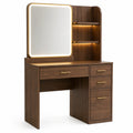 Coiffeuse en Bois de Noyer avec Éclairage LED et Miroir