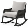 Fauteuil à bascule en bois avec coussin en lin gris