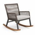Fauteuil à bascule en corde gris avec cadre en métal