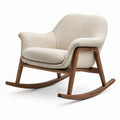 Fauteuil à bascule en bois de noyer et tissu beige