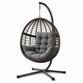 Chaise suspendue en résine tressée avec coussin polyester gris